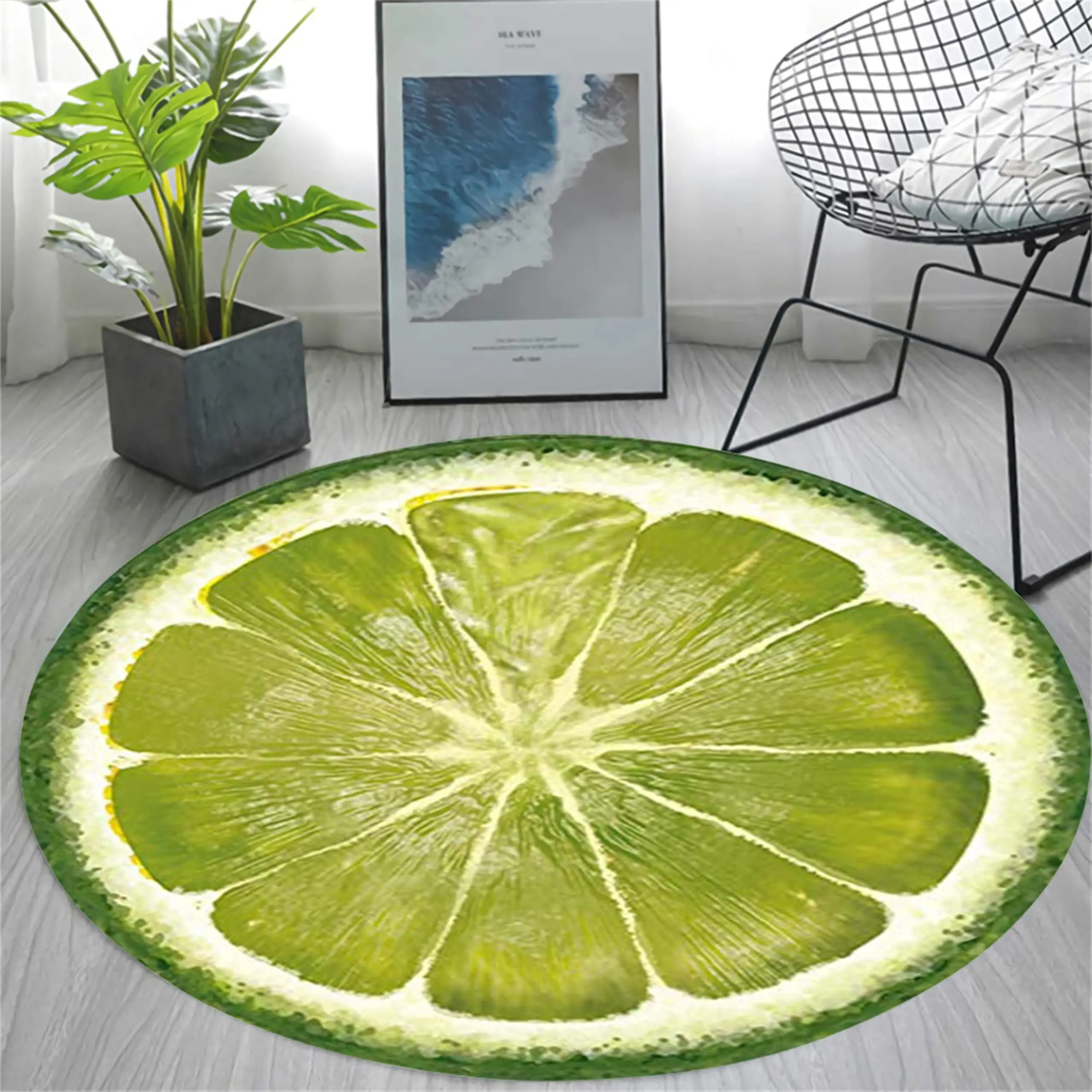 

Round Lemon Rugs Large Living Room Fruit Carpet Children's Bedroom Crawling Floor Mats Non-Slip Absorbent Mats for Living Room
