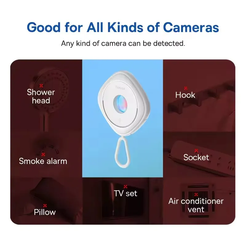 1 قطعة كاشف كاميرا مكافحة صريحة المحمولة حماية الأمن لغرفة خزانة الفندق الحمام العام الثقب كشف العدسة المخفية