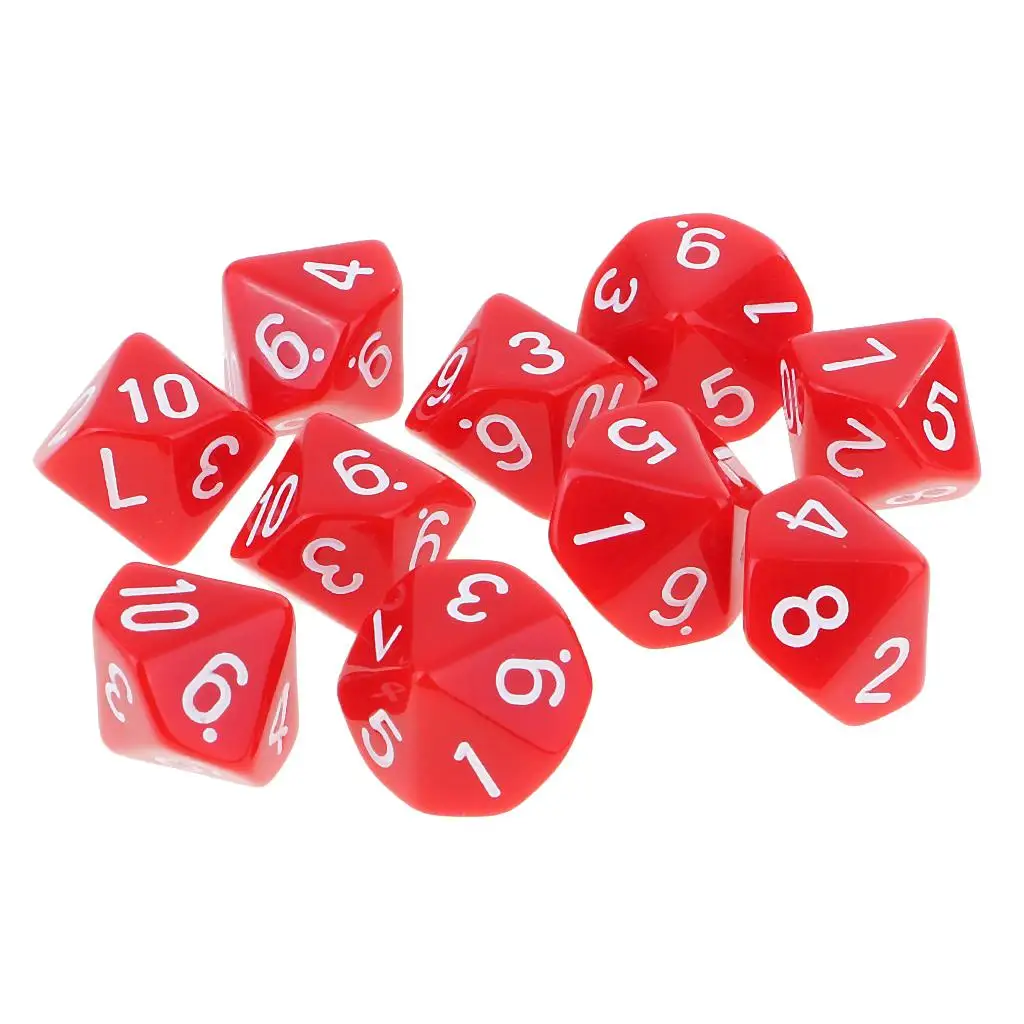 MagiDeal 10pcs 10 Sided Dice D10 Polyhedral Dice for  Games White