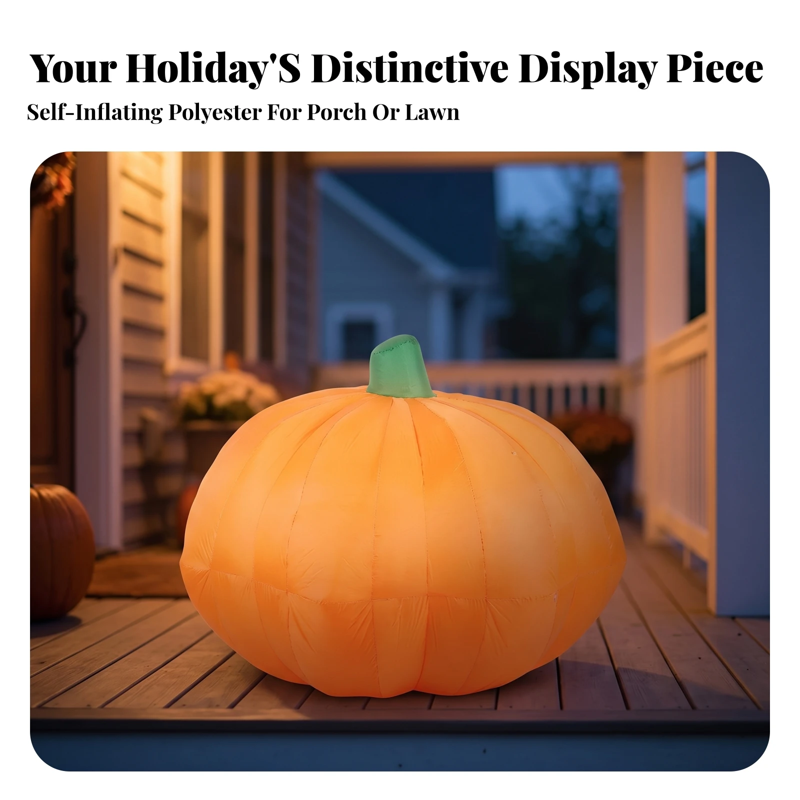 Inflatable Pumpkin Outdoor Inflatable Pumpkin with Ground Stakes Holiday Display Self-Inflating Decoration Quick Inflate