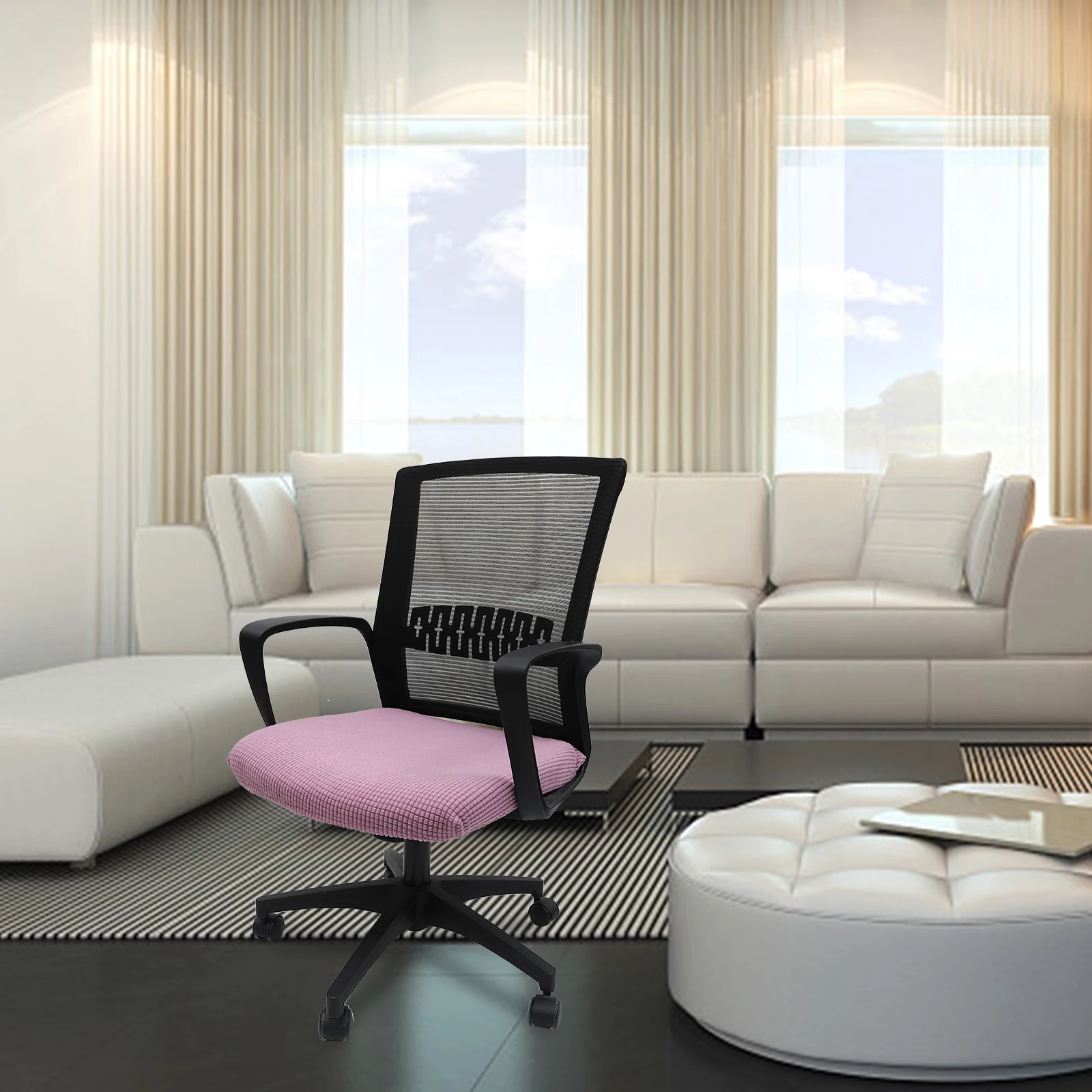 

1Pcs Chair Seat Cover Elastic Seat Cushion Protector Polyester Office Dining Room Wedding Celebration Easy Care Cover