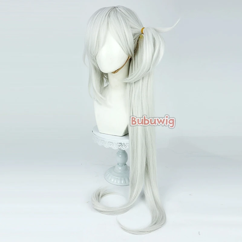 Bubuwig Synthetisch Haar Asagi Mutsuki Cosplay Pruiken Blauw Archief Asagi Mutsuki 95 cm Lange Rechte Zilver Witte Pruik Hittebestendig