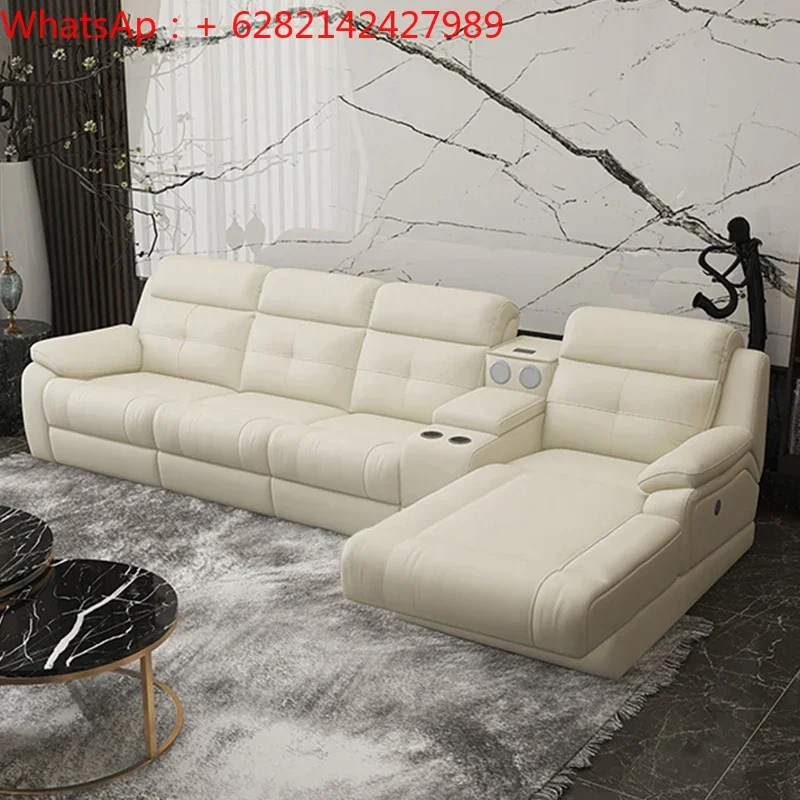 

Modern minimalist light luxury style large and small living room leather sofa set