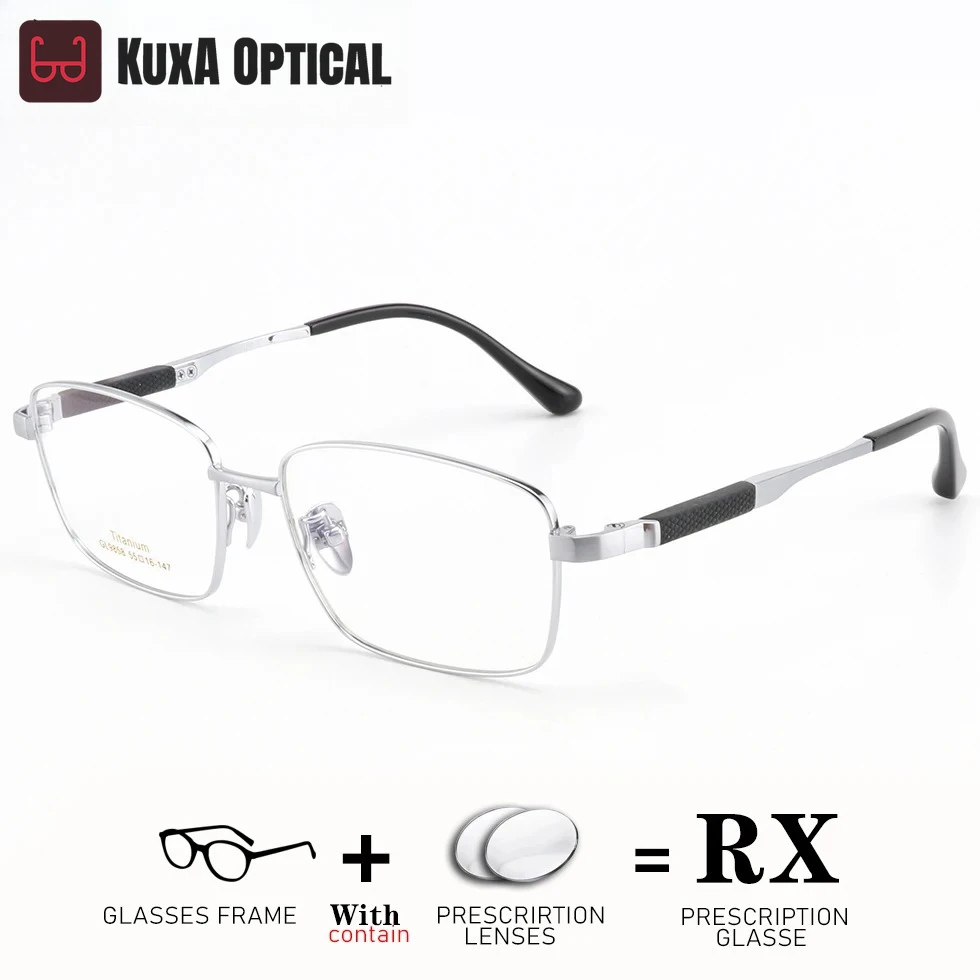 

KUXA Design Men Optical Eyeglasse Pure Titanium Silicone Rubber Prescription Glasses Lenses Progressive Myopia Hyperopia Eyewear