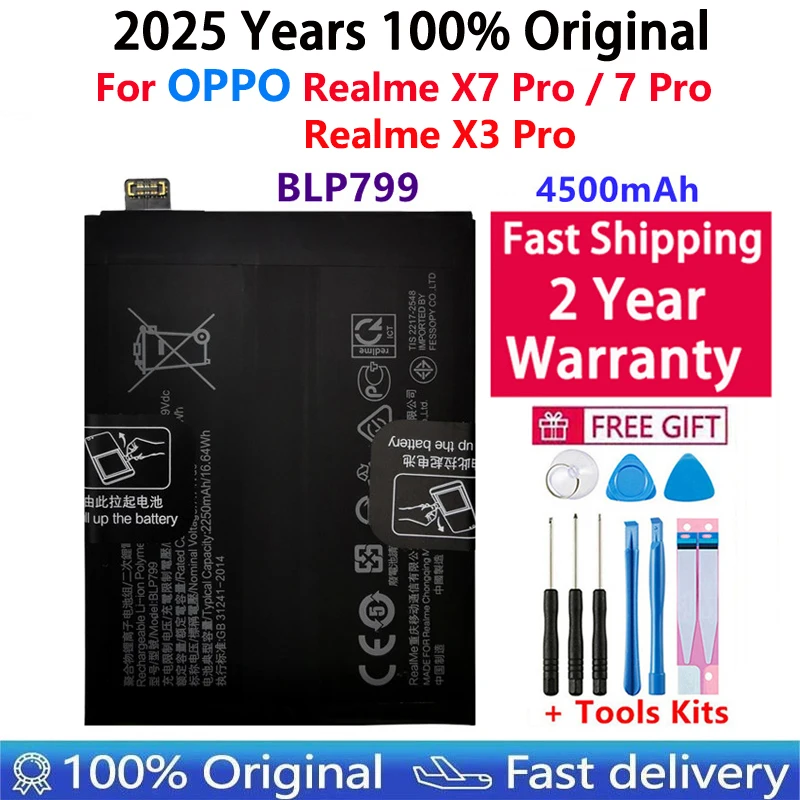 

Original New BLP799 4500mAh Phone Replacement Battery For OPPO Realme X7 X3 7 Pro Realme7 Pro RMX2170 RMX2121 RMX2111 Batteries