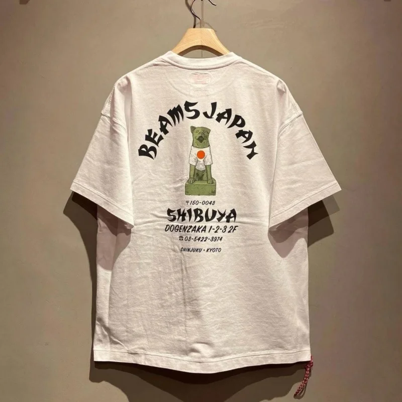 

Tokyo Dog Plastic Print Letter Logo White Beams Tshirts Summer Men Women Breathable Cotton Red Woven Rope Short Sleeve Cleanfit