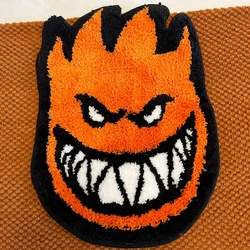 Orange Fire Tufted Mat Rug Carpet Cute Flocking Soft Plushy Bedside Pad Aesthetic Home Decor Non-slip Absorbent Bath Mat Doormat