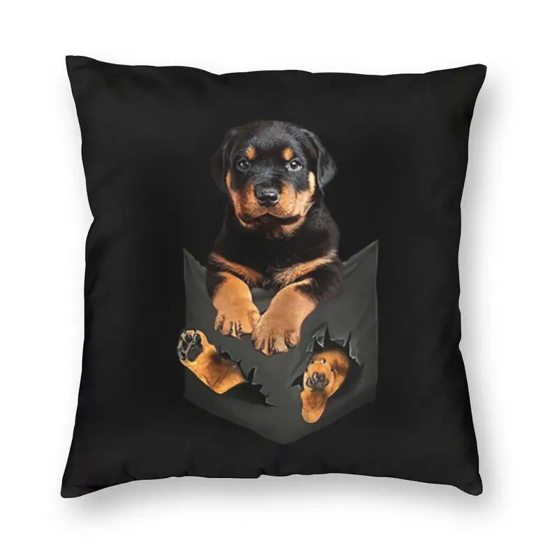 

Soft Rottweiler Throw Pillow Case Home Decorative Custom Pocket Dog Rott Lover Cushion Cover 45x45 Pillowcover For Living Room