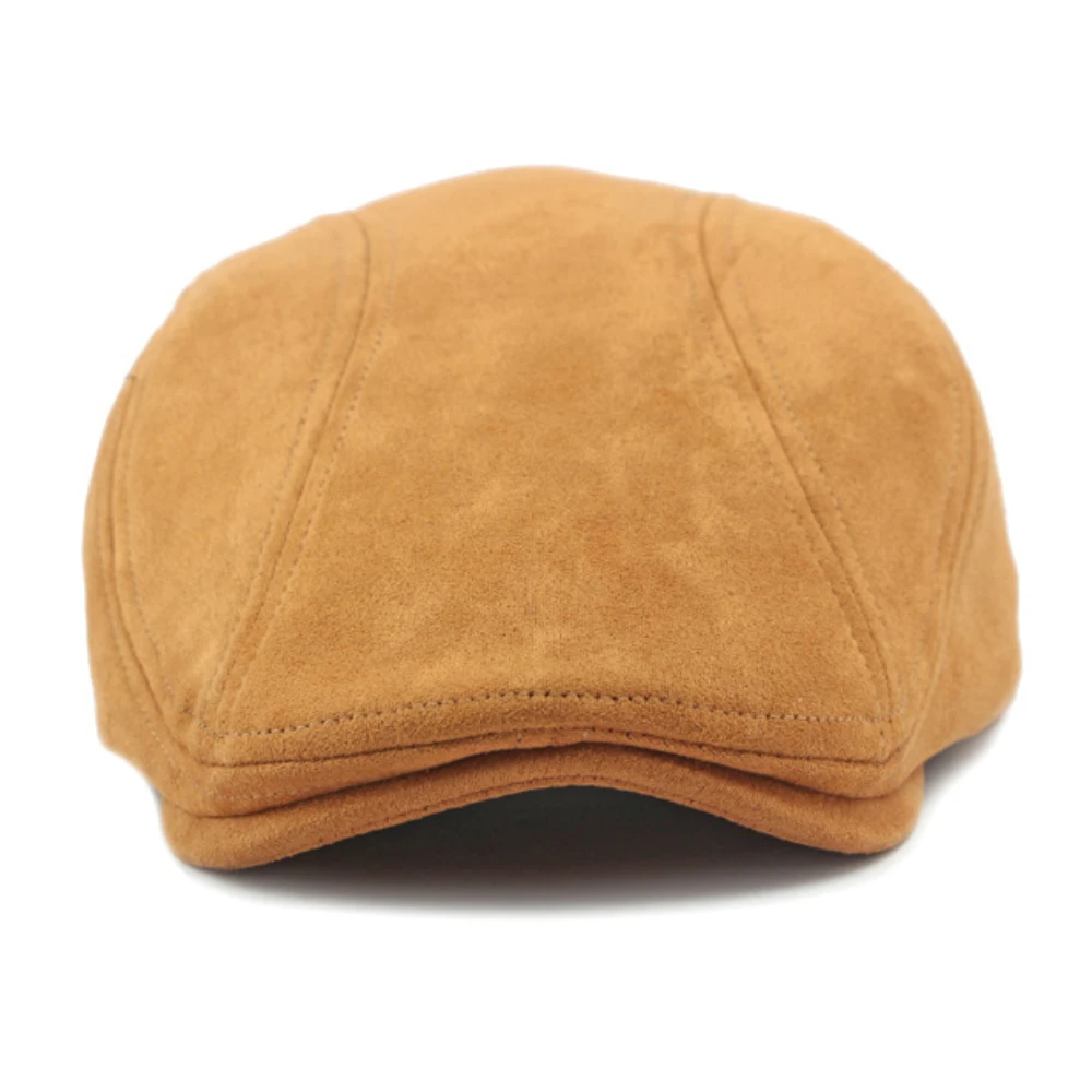 MZ4344 القبعات الصلبة عادي الجلد المدبوغ قبعة البيريه ربيع الخريف الشتاء قبعات للرجال النساء الذكور الإناث اللبلاب قبعة مسطحة قابل للتعديل قبعات البيريه