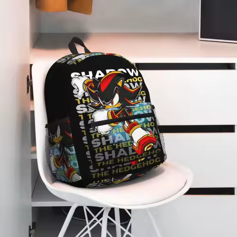 Shadow The Hedgehog Sonic Poster Backpack Daypack Large Capacity Kids BookBag School Bag Shoulder Bags for Men Women