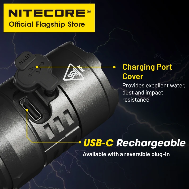 NITECORE P23i USB-C Rechargeable Flashlight Powerful Military Tactical Flashlights 3000 lumens 470m NL2150HPi Li-ion Battery