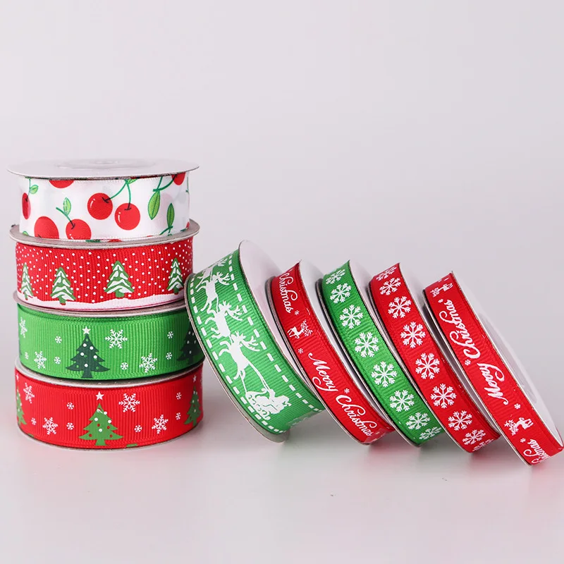 10 Yards Per Roll Nine Meters Christmas Ribbon Packaging Gift Box Costume Decoration Festive Elk Pattern