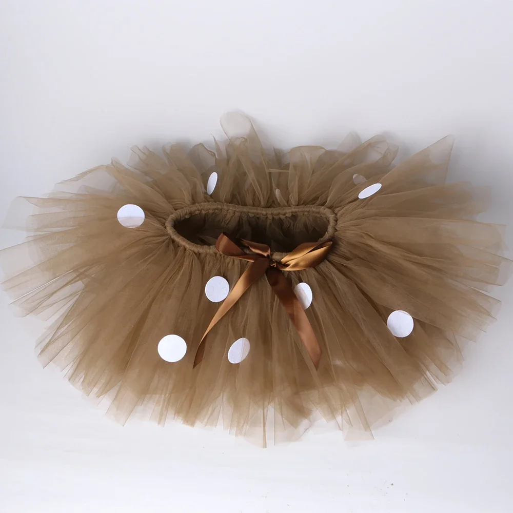 Brown Girls Deer Tutu Skirt Outfits Fluffy Baby Girl Party Dance Tutu Skirts for Kids Halloween Christmas Elk Reindeer Costume