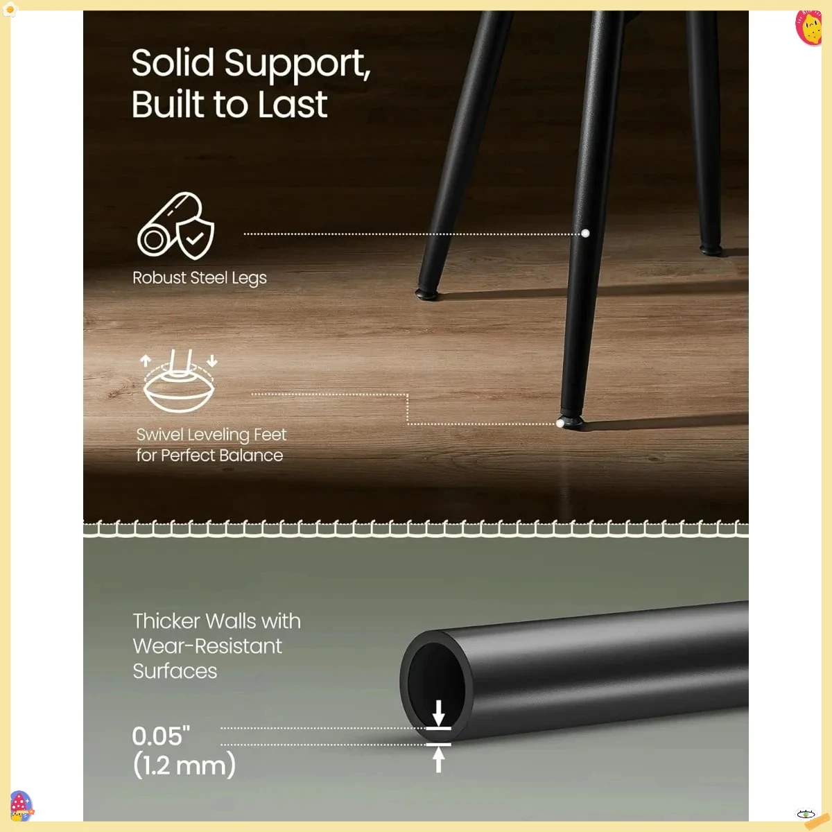 Conjunto de 2 bancos de bar, bancos de bar de altura, bancos de balcão de cozinha, bancos de balcão sem encosto modernos de meados do século