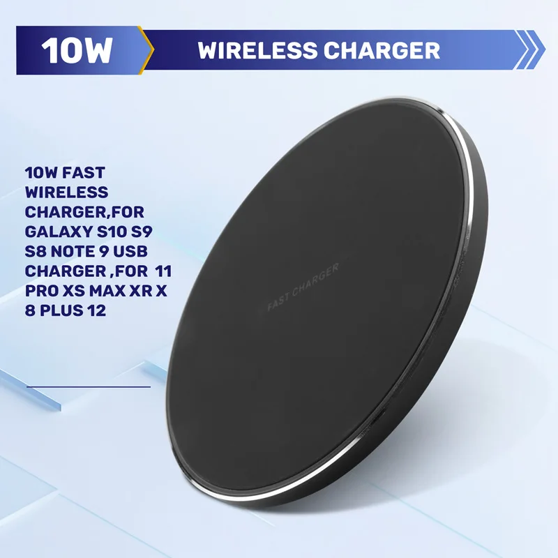 10W Fast Wireless Charger,for S10 S9 S8 Note 9 USB Charger ,for 11 Pro XS Max XR X 8 Plus 12 [IANC-]