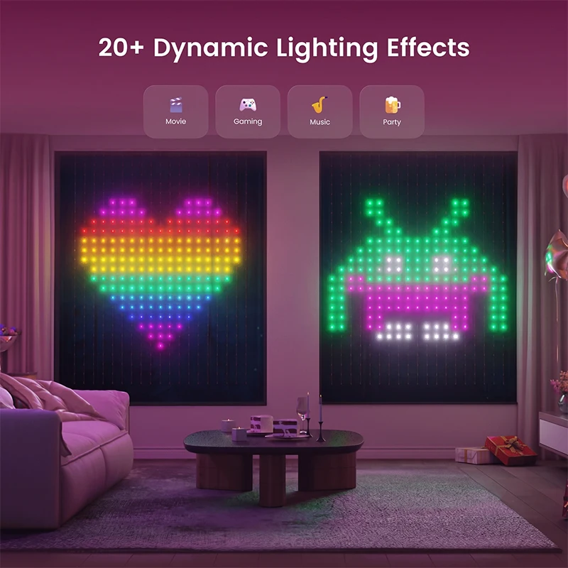 Smart Curtain Lights Outdoor LED Strings Lights App Control DIY RGB Window Fairy Light Waterproof for Party Backdrop Wall Decor view 5