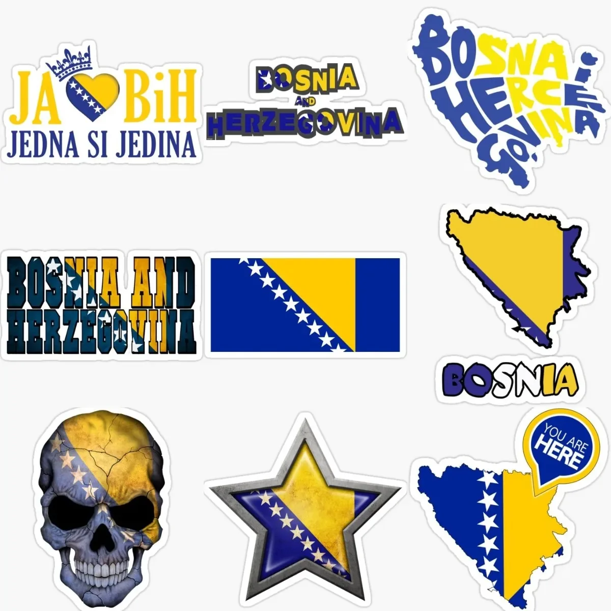 

BIH Bosnia and Herzegovina Flag Map Creative PVC Accessories Stickers for Decorate Wall Window Helmet Camper Bumper Car Van