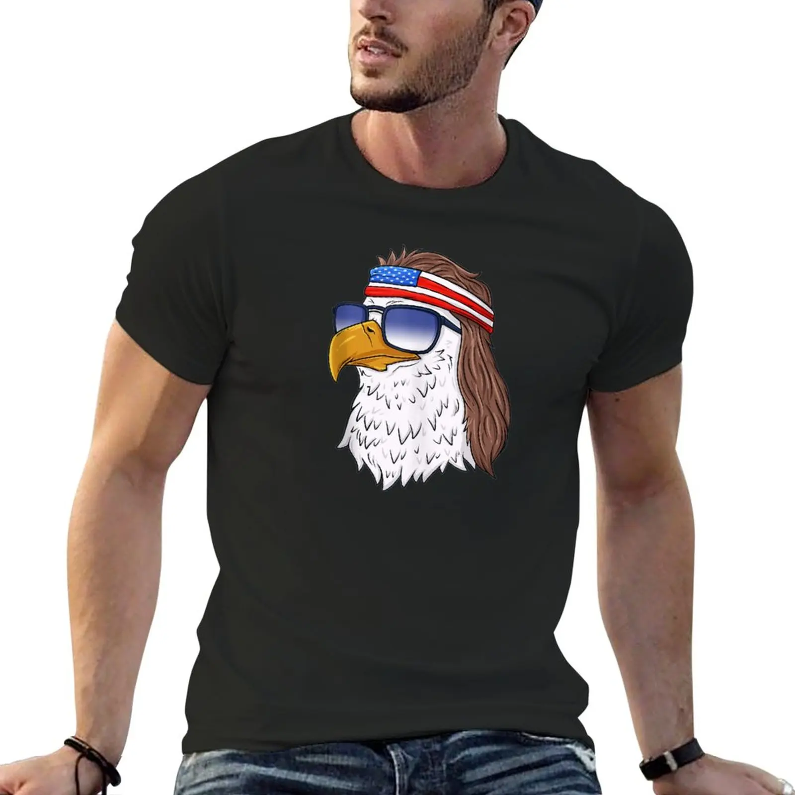 New American Bald Eagle Mullet 4th Of July T-Shirt t-shirts man plain t-shirt anime mens cotton t shirts