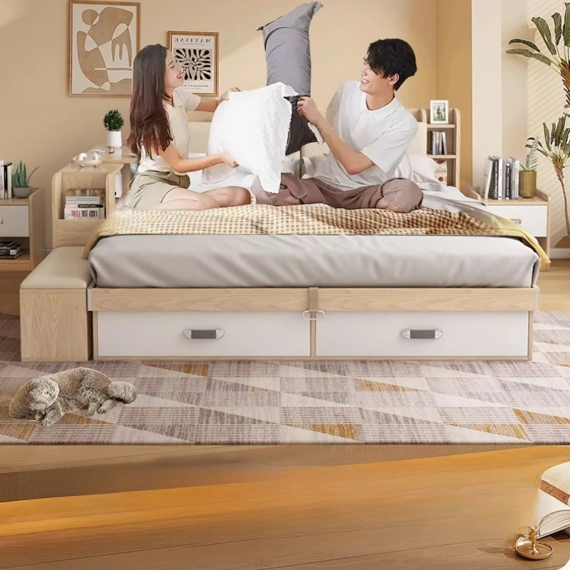 Drawers Leather Bed Modern Twin Tatami Massage Storage Bed Multifunctional Minimalist Muebles Para El Hogar Bedroom Furniture