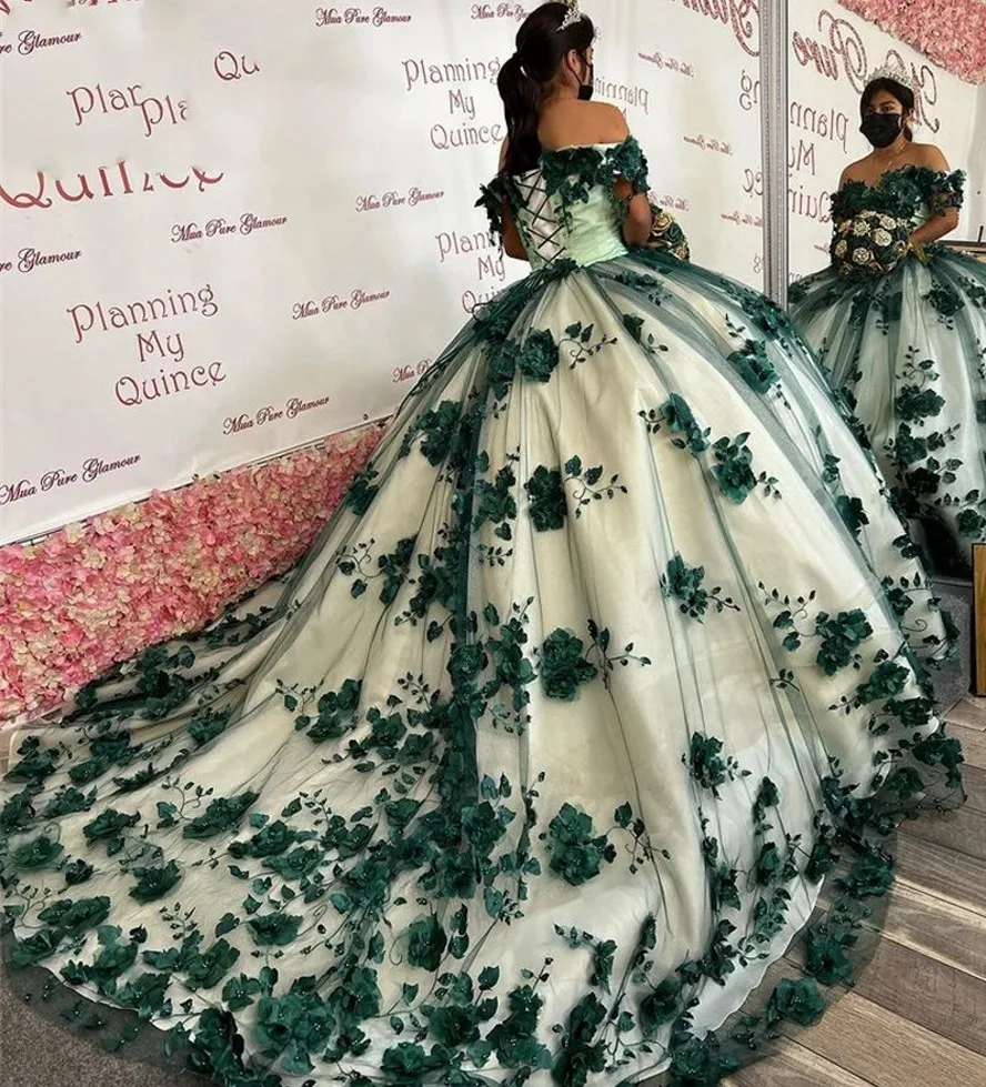 

2025 Black Wedding Dress Customed Off The Shoulder 3D Flowers Lace-up Corset Princess Bridal Gowns Vestidos De Noiva