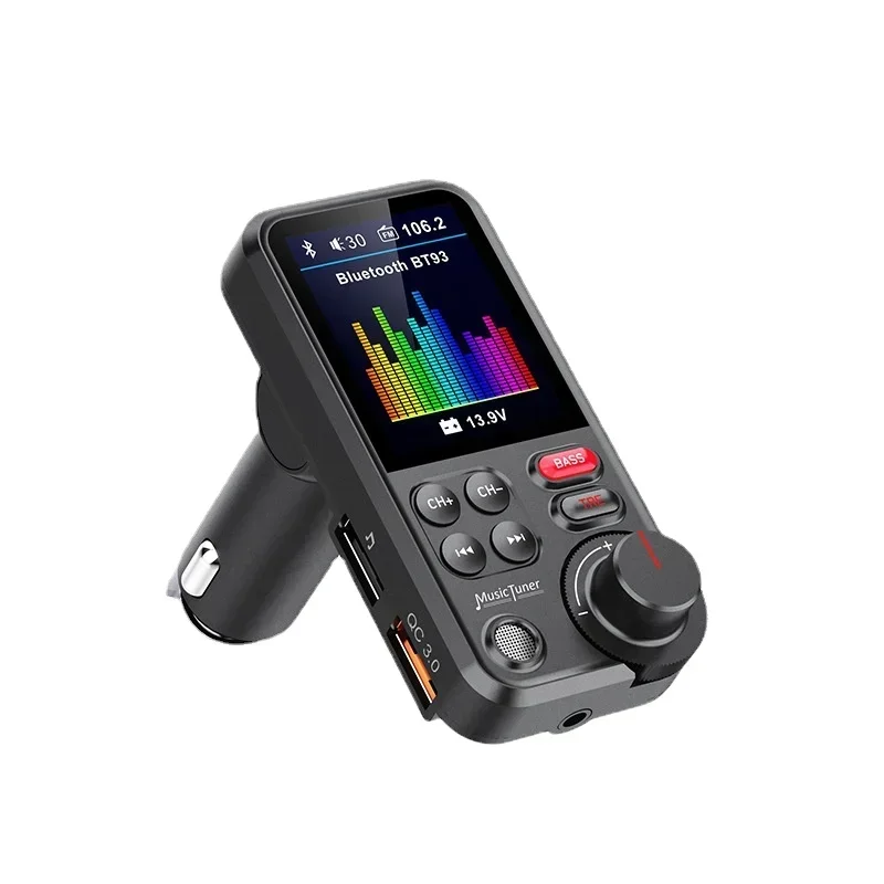 

1,8 "QC3.0 PD USB автомобильный беспроводной FM-передатчик радиоадаптер Aux зарядка высокие басы звук музыкальный плеер Bluetooth