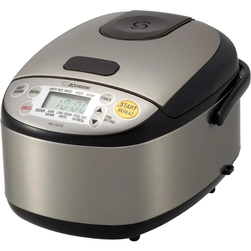 Zojirushi NS-LGC05XB Micom cuociriso e scaldino, 3 tazze (non cotte), acciaio inossidabile nero