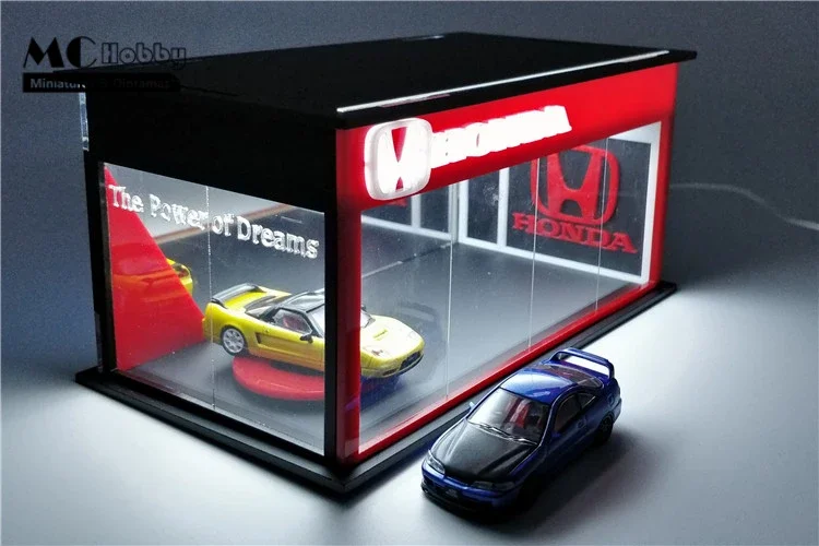 MC Hobby 조립 LED 조명 디오라마 자동차 쇼룸 차고 RWB 모델 자동차, 1:64