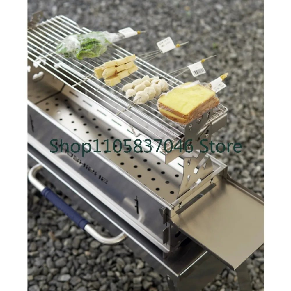 Stainless steel card charcoal grill outdoor portable courtyard barbecue grill complete set of barbecue stoves for home use