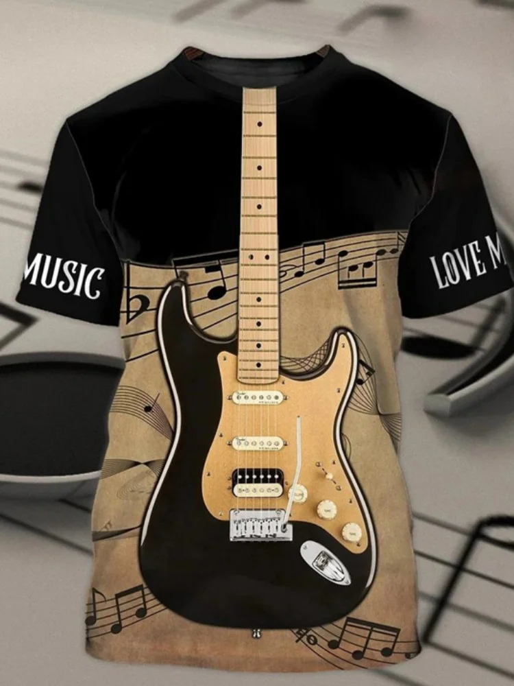 

Новинка в топах и футболках Мужская мода Музыка Топ с 3D-печатью Летняя уличная тенденция Универсальный удобный дизайн Мужская свободная футболка