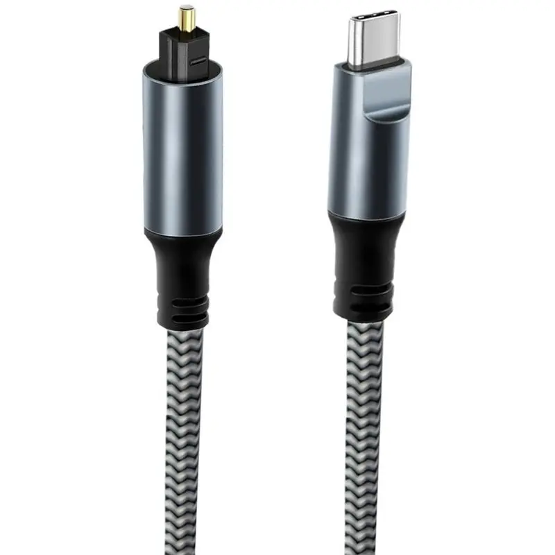 USB C To Optical Audio Cable Braided Type-C To Toslink Optical Cable Supports Digital Audio Output