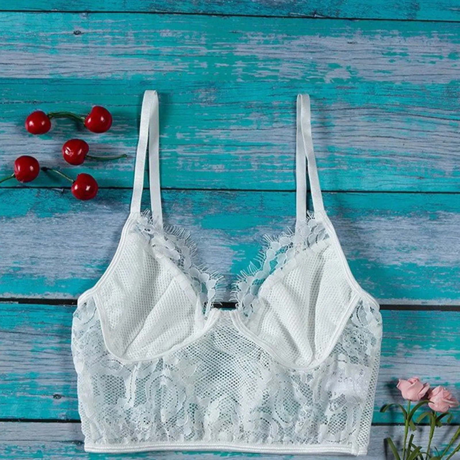 White Lace Bra Underwear Women Lingerie Bustier Crop Top Female Tank Top Camisole Sleepwear Clothing