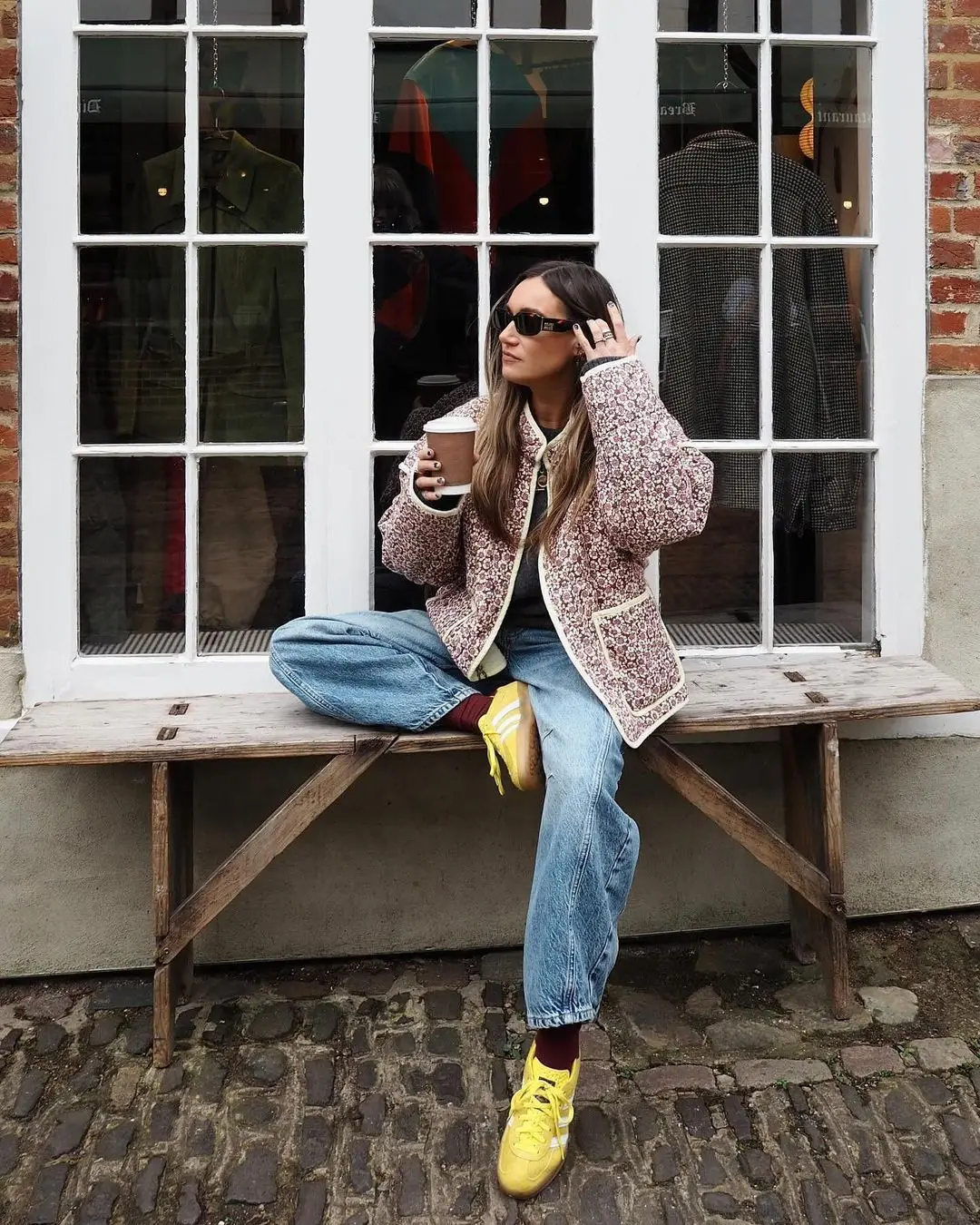 Fashion Vintage Flowers Cotton Jacket Coat Women Autumn Winter New Causal Long Sleeve Outerwear Trendy Commuting Clothing Female