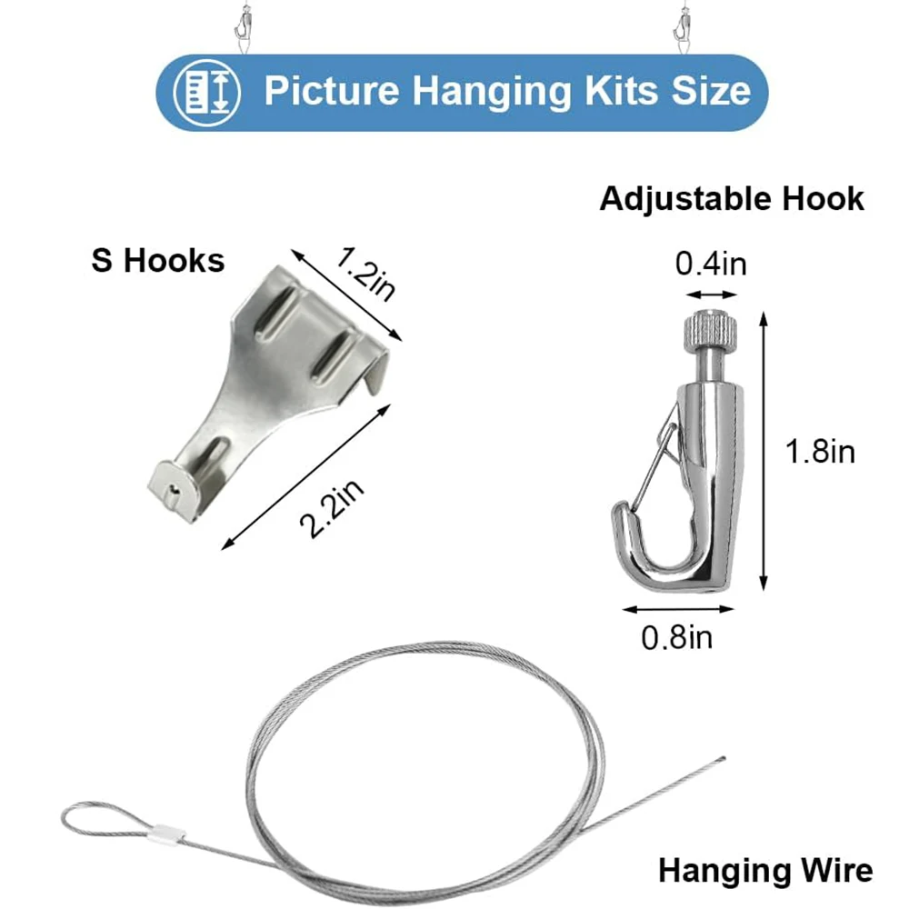 1.5mm Adjustable Steel Wire Rope Suspension Kit Art Frame Picture Potted Plant Suspension Self-Locking Adjustable Hook 0.5-3M