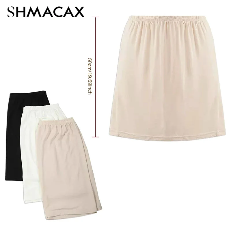 Satin Underskirt Half Slips Dress For Women Summer Thin Ice Silk High Waist Elastic Anti-Penetrating Underskirt Lining Petticoat