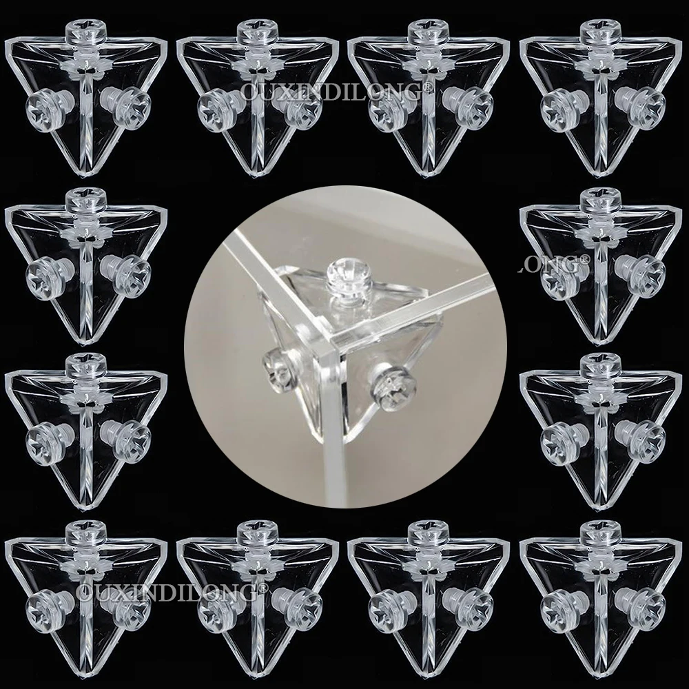 2000PCS Clear Acrylic Corner Braces M4 Thread Triangle Connectors Display Cases Joint Brackets Stable Safety Holder Brackets