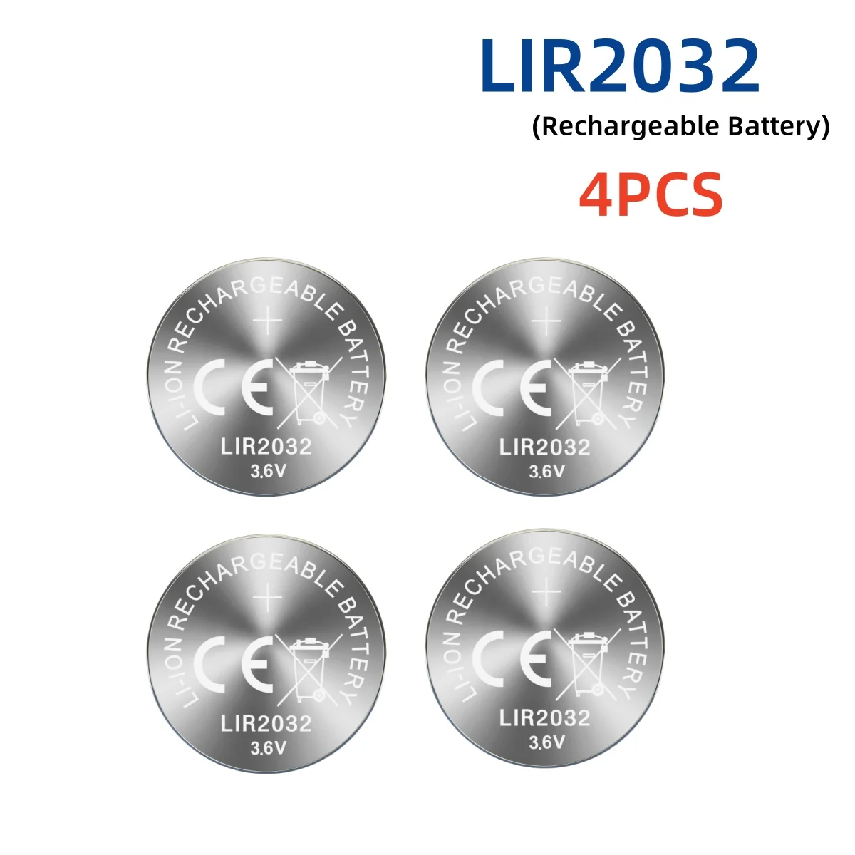 3.6V LIR2032 Li-ion Rechargeable Battery 20mAh For Bluetooth Tags DIY Projects Not For 3V CR2032 Devices product image