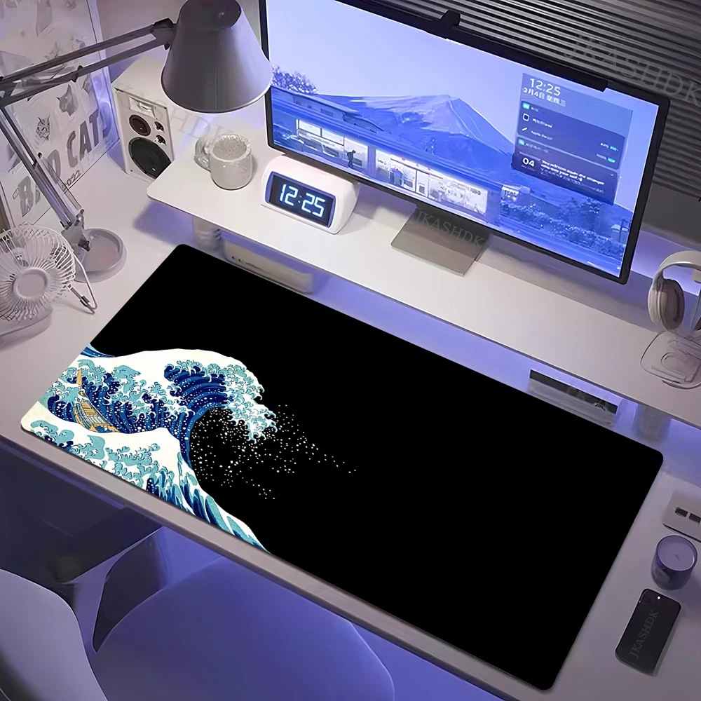 Large Mousepad Japan Great Wave Mousepads Keyboard Mat Deskpad Pc Game Desk Mats Company Mouse Pad Minimalist White Mouse Mats