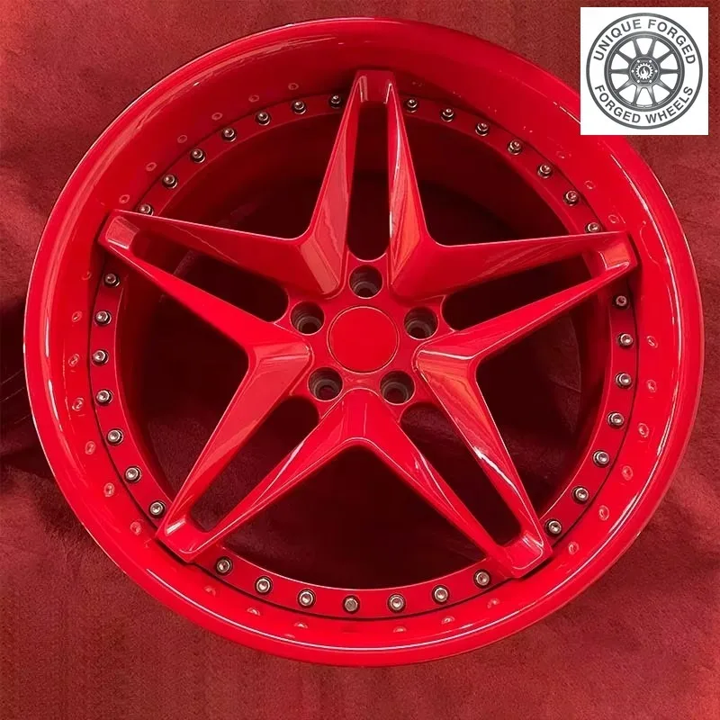 26 Style RimPower 2‑Piece Rims Custom 1200t Tons Forged 5‑Star Red 16‑24