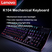 Lenovo K104 Mechanical keyboard, RGB backlight effect, suitable for office and gaming, with blue/red switch options, 104 keys