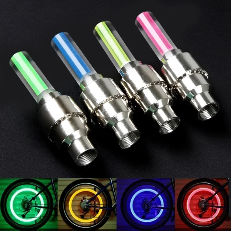 Bicycle Moto Tire LED Lights Valve Cap Bike Flashlight Auto Car Motorcycle Tire Air Valve Wheel Spokes Light Bike Accessories