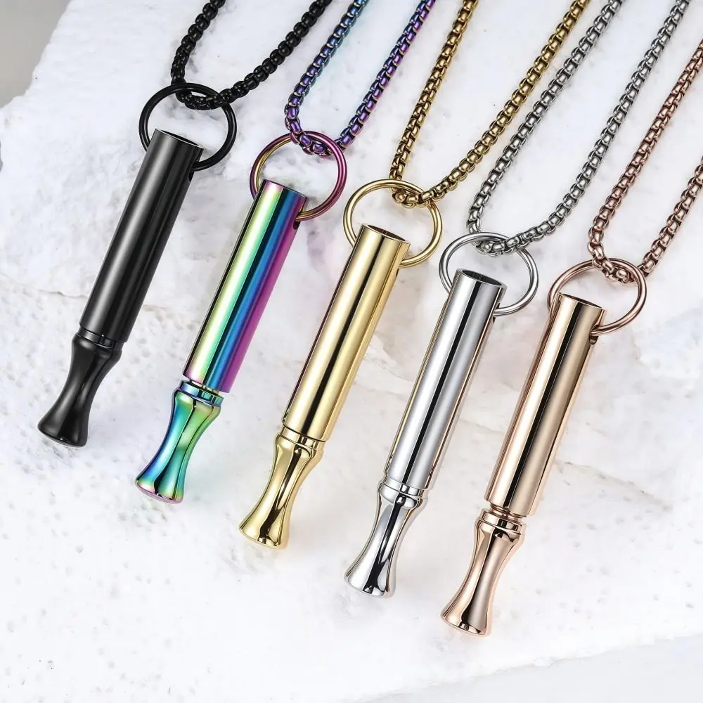 Mindfulness Training Whistle Necklace Metal Portable Relaxation Necklace With Cotton Core Yoga Necklace Necklace Yoga Practice