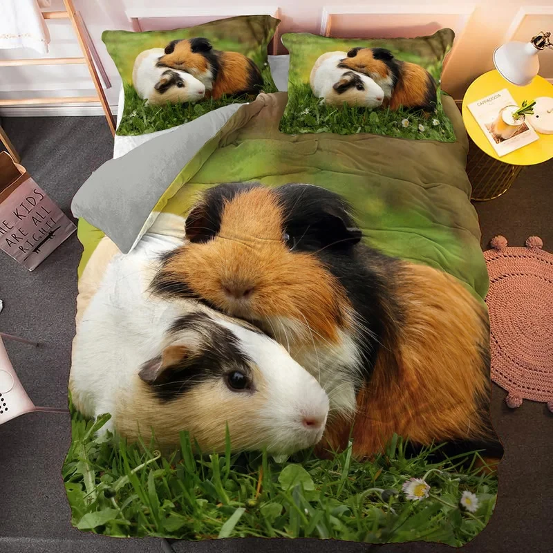 

3D Print Animal Guinea Pig Cute Mouse Bedding Set Double Twin King Duvet Cover Comforter Pillowcase Boys Girls Adults Bedroom