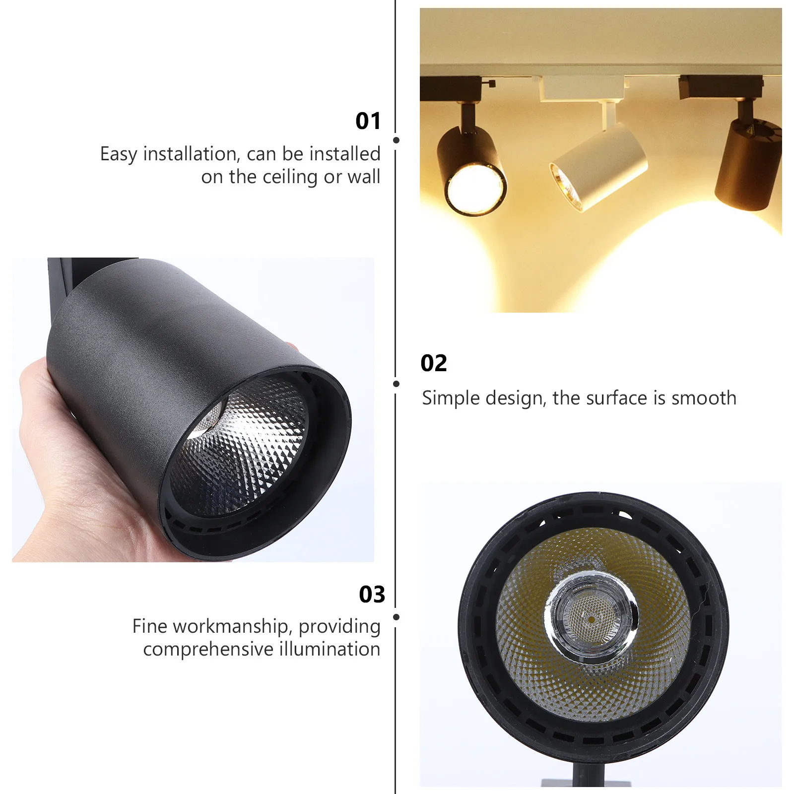 

Светодиодный трековый светильник 20 Вт, черный, COB, потолочный прожектор, регулируемый, для настенного искусства, розничного освещения, витрин магазинов одежды, мини-версия