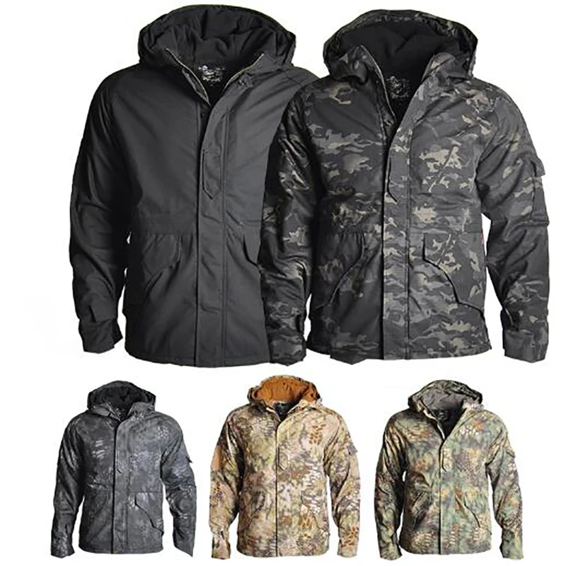 Mountaineering Training Hiking Camping Outdoor Sports G8 Wool Jacket Men's Military Hunting Hooded Windproof Warm Camo