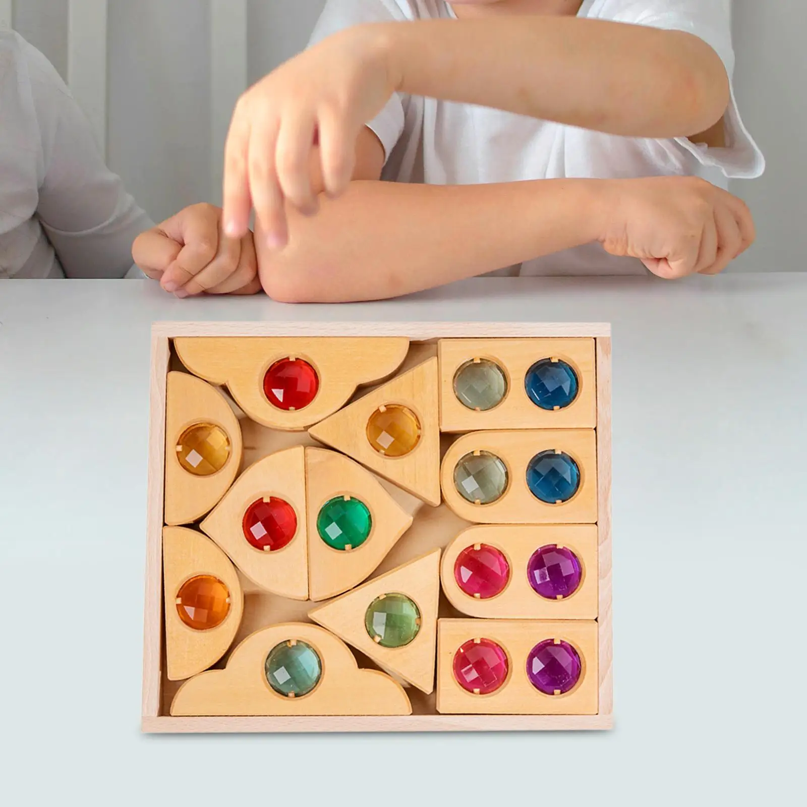 Ensemble de blocs de construction arc-en-ciel pour filles, jouet Montessori avec boîte de rangement en bois, jouets d'apprentissage, jeu d'empilage, cadeau