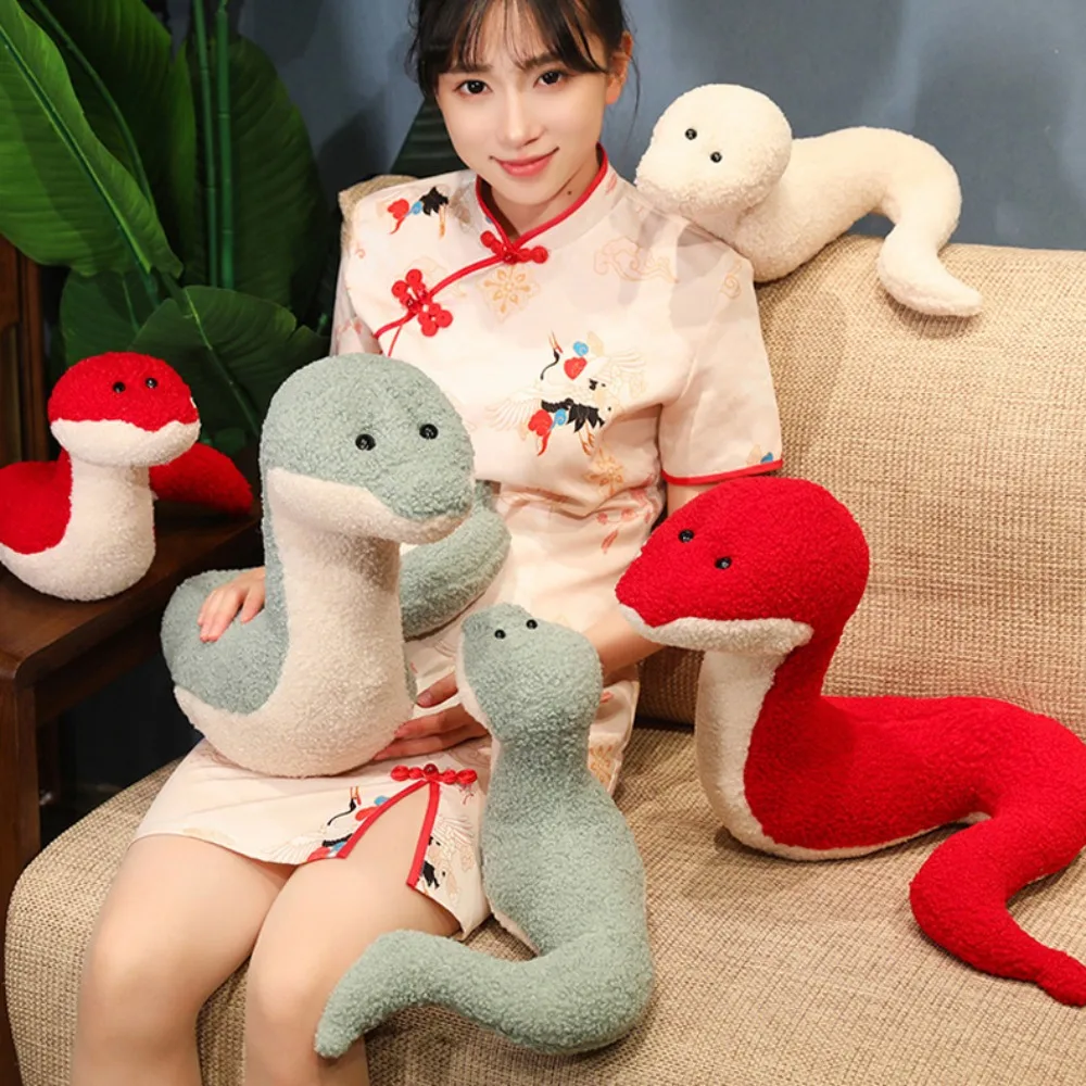 

Happy New Year Snake Year Plush Toy PP Cotton Simulation Snake Year Mascot Toy Soft Creative Snake Doll Plushies Children