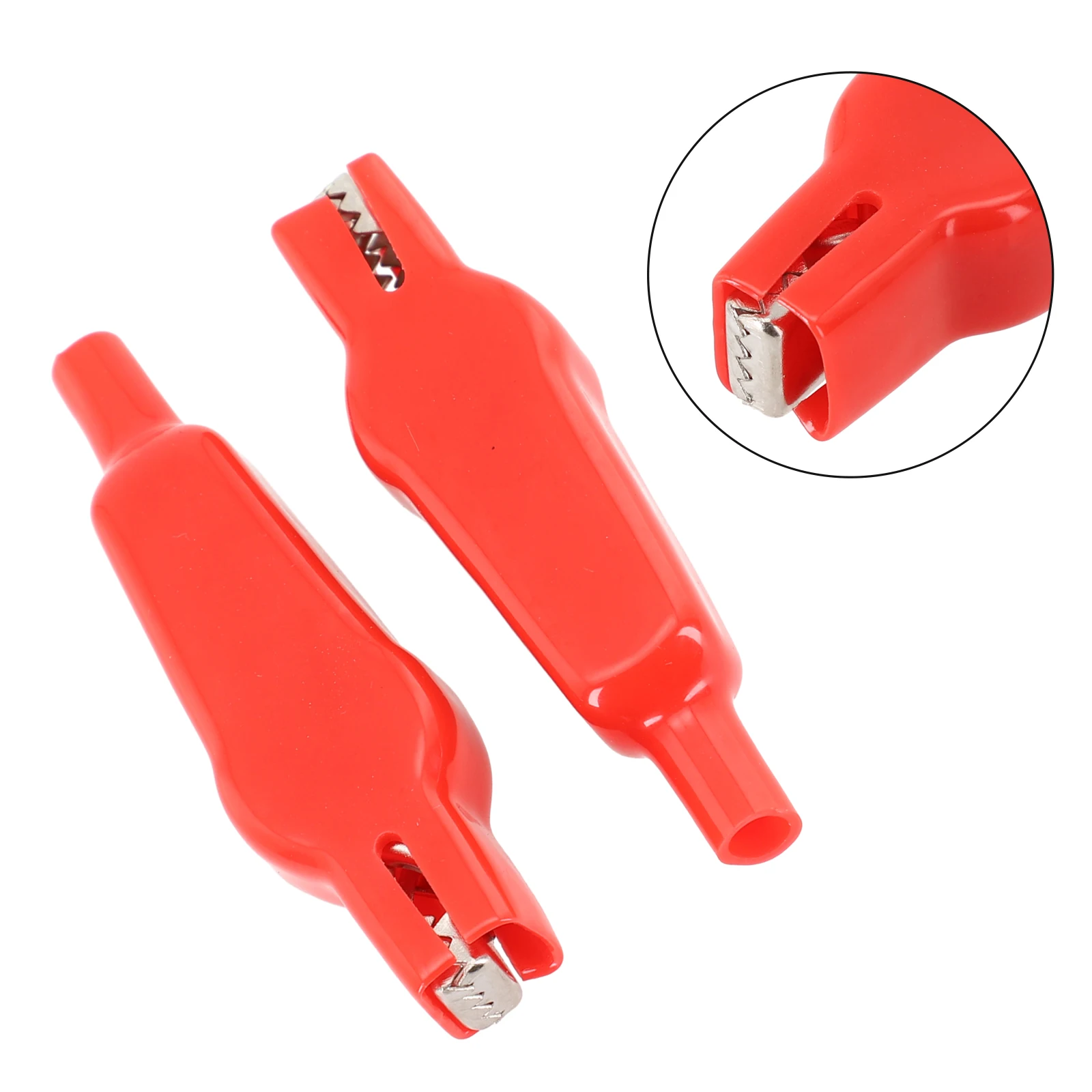 2 Pcs 20A Sheathed Clips Nickel Plated Electrical DIY Multimeter Test Leads Double-Ended Crocodile Battery Connectors