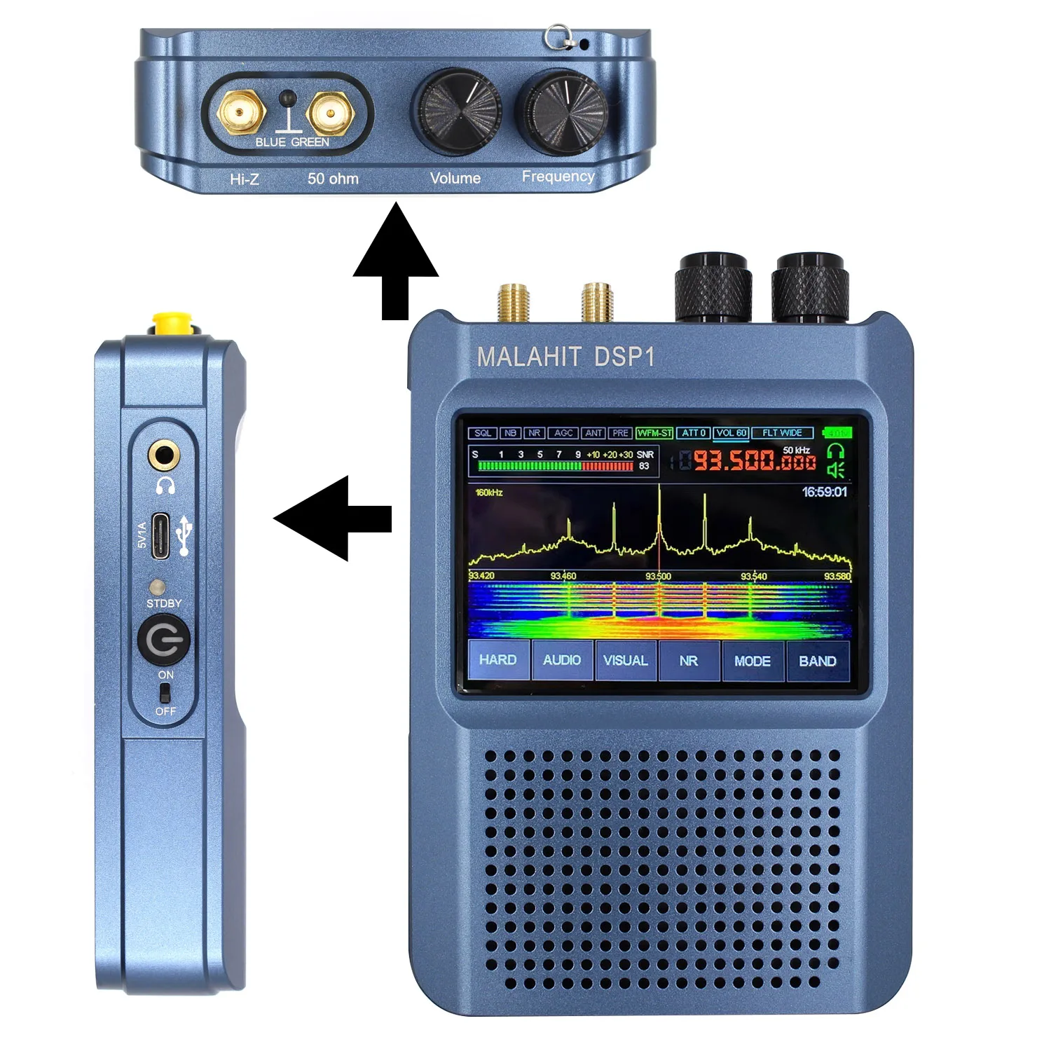 Shortwave Malachite Receiver Versão 1.10d 50khz250mhz 400mhz2ghz Rádio Sdr Suporte am Ssb Lsb Usb cw Nfm Wfm Dsp1 v9