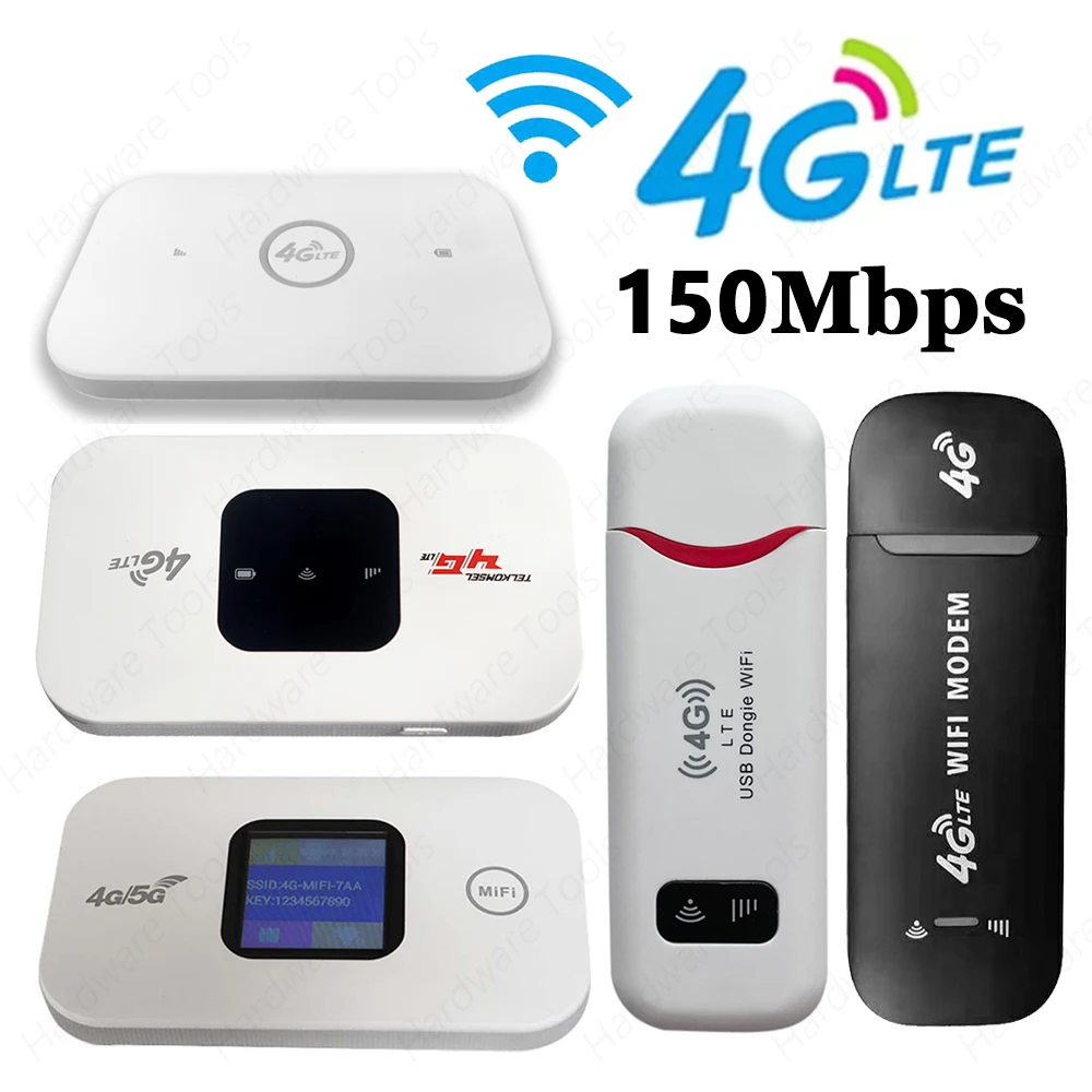 SIM 카드 슬롯 휴대용 모뎀 내장 배터리, 자동차 가정 여행용, 4G LTE 와이파이 라우터, 핫스팟 포켓 모바일 라우터, 150Mbps