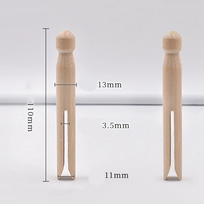 Wood Clothes Pins Pegs Old School 50 Count Round Clothespins Weather Resistant Peg Dolls Traditional Peg